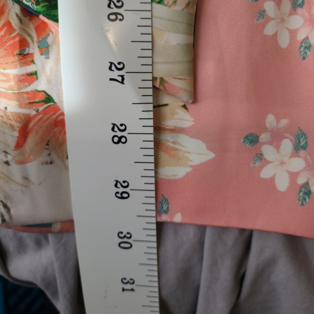 Zara‎ Women's SZ Sm. Satin Floral tie kimono jacket green orange Coral lined - Picture 8 of 10